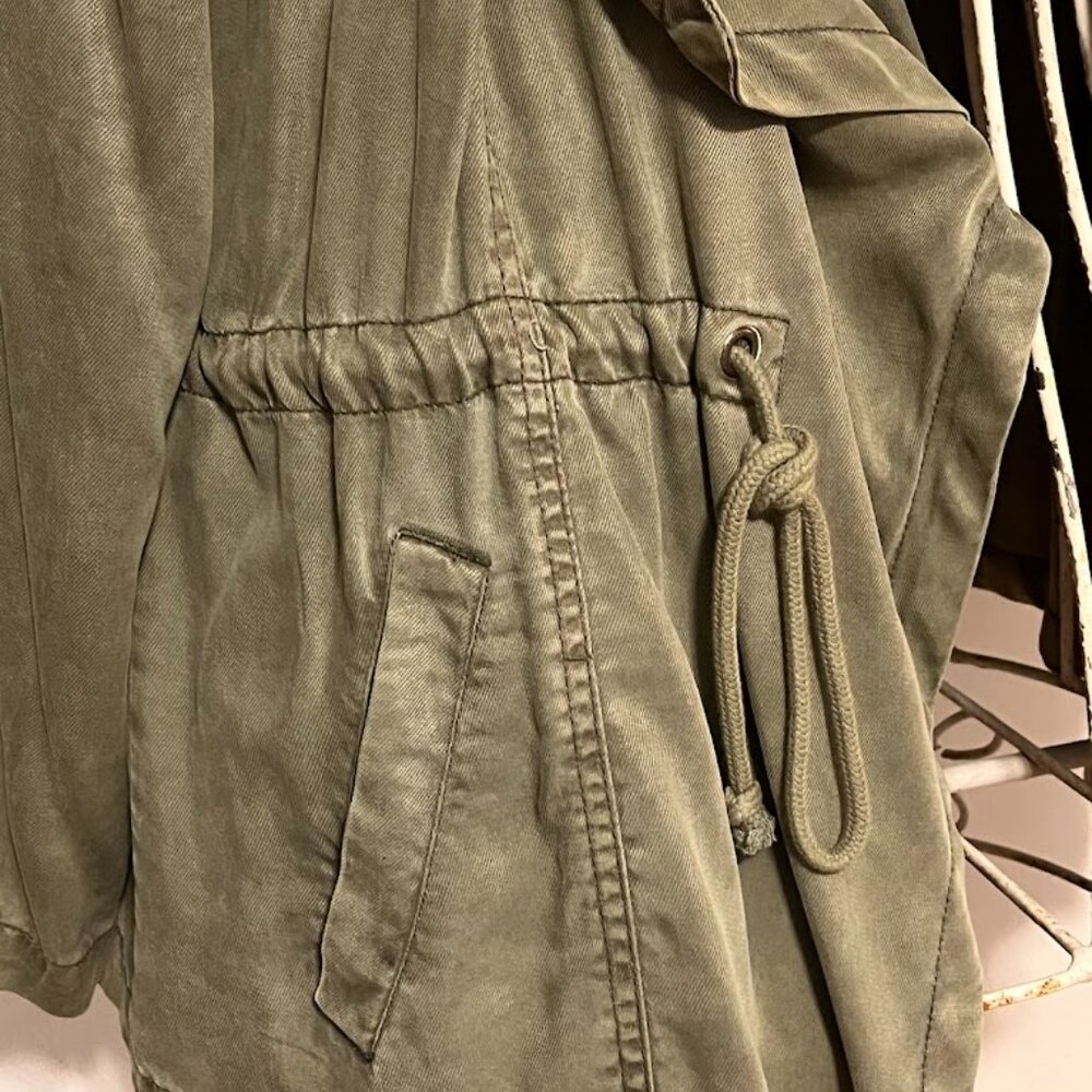 Olive Green Drape-Front Spring Jacket - image 3